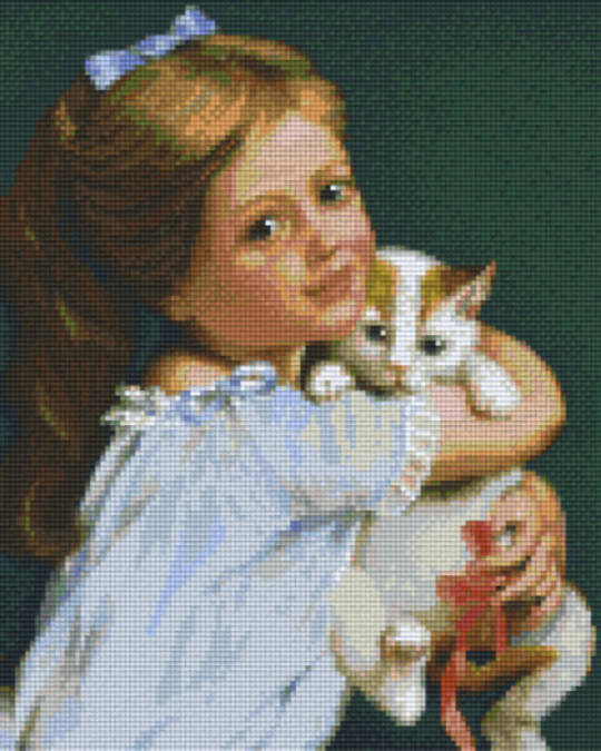Girl With Cat  Nine [9] Baseplates PixelHobby Mini- mosaic Art Kit